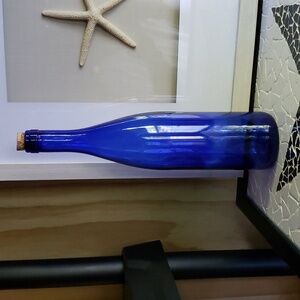 Cobalt blue glass bottle 12in